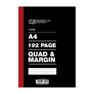 A4 192 Page Quad & Margin Exercise Book (2 Quire)