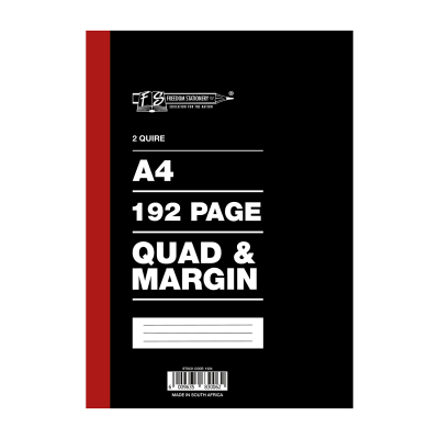 A4 192 Page Quad & Margin Exercise Book (2 Quire) — stationery in Harare